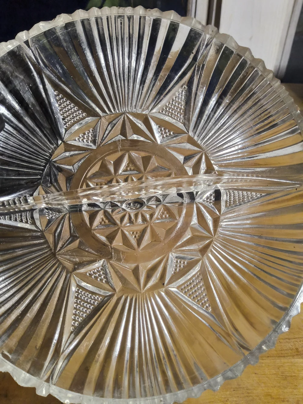 Pressed Glass Serving dish with divider